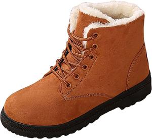 Женские зимние боевые ботильоны ZSpzx, замшевые, на шнуровке, с теплой толстой меховой подкладкой, с круглым носком, на массивном каблуке, короткие модные удобные водонепроницаемые уличные ботинки с противоскользящей подошвой, Khaki