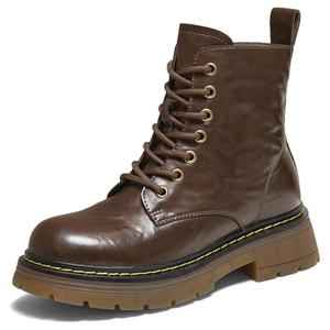 Женские ботинки Short Martin на среднем каблуке Tata, коричневый (fleece-lined)