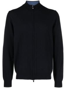 Corneliani кардиган из вирджинской шерсти с воротником-воронкой, синий