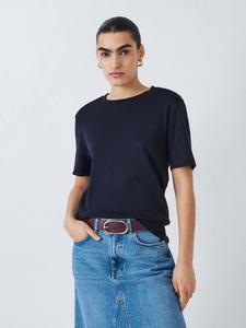 Футболка с круглым вырезом и коротким рукавом из органического хлопка John Lewis, темно-синий