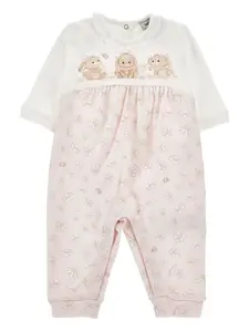 Ромпер с оборками и цветочным принтом Monnalisa, розовый