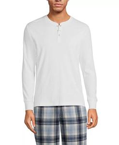 Мужская трикотажная пижама в рубчик Henley Lands' End, белый