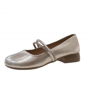 WUJI Туфли Мэри Джейн на массивном каблуке женские шампань, цвет Champagne