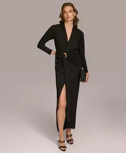 Женское платье с поясом и разрезом спереди Donna Karan New York