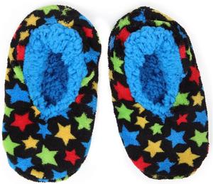 Детские тапочки MeMoi с небом в звездах, подкладка из шерпы, противоскользящие, черный