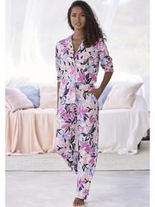Пижама LASCANA, цвет rosa-blau-geblümt
