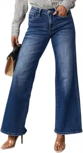 Женские джинсы-карго с широкими штанинами, высокие, с накладными карманами