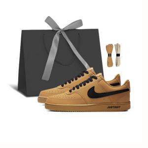 Скейтбордные кеды Court Vision 1 унисекс с низким верхом, черный/коричневый/бежевый Nike