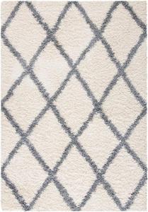 Ковер SAFAVIEH, 244 x 305 см, - коллекция Venus Shag - большой - Ivory & Grey, узор Trellis, не линяет и легко чистится, ультраплюшевый густой ворс, идеально для гостиной, спальни, столовой (VNS681A)