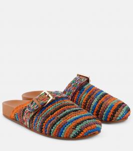 Вязаные крючком шлепанцы из рафии Quinta Clergerie, Multi Rafia