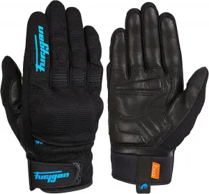 Мотоциклетные перчатки Furygan Jet Lady D3O и EVO для женщин - ладонь из 100% натуральной кожи - совместимость с сенсорными экранами - комфортные - летние перчатки - дышащие и легкие, Black-Turquoise