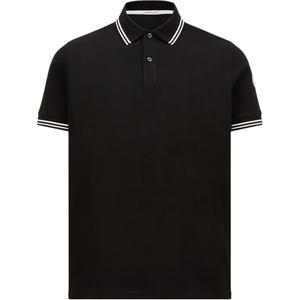 Поло с коротким рукавом и нашивкой с логотипом Moncler, черный