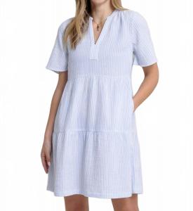 Харпер Платье с коротким рукавом в синюю полоску SOUTHERN TIDE