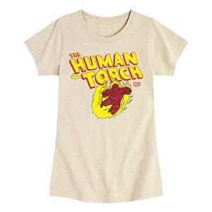 Футболка с принтом Human Torch для девочек 7-16 лет Marvel, Beige