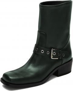 Женские ботильоны с закрытым квадратным носком и пряжкой на щиколотке, на низком массивном каблуке, классические удобные повседневные сапожки, размеры 4-16 US Wansseny, Deep Green