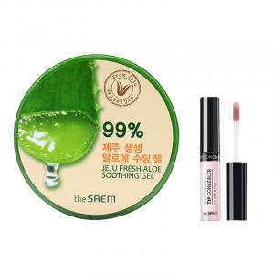 Шелковистый алоэ вера консилер безупречный стойкий прилегающий без эффекта маски увлажняющий 6,5г+300мл The Saem