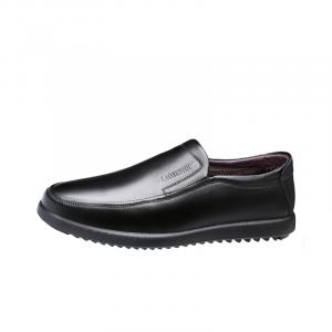 LAORENTOU Кожаные повседневные туфли мужские низкие коричневые/черные с черной флисовой подкладкой, цвет Black Fleece-Lined