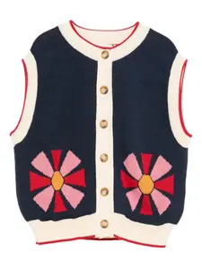 Вязаный жилет с цветочным мотивом BOBO CHOSES, синий