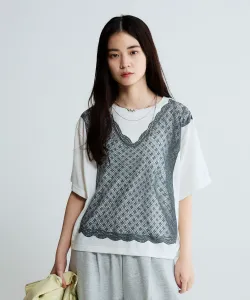 Футболка-бюстье из кружева trompe l'oeil Jeanasis, цвет Other White (Tank) (06)