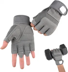 Мужские мотоциклетные перчатки без пальцев с регулируемой манжетой на запястье, усиленной ладонью и нескользящей подошвой, подходят для охоты, велоспорта, альпинизма, пейнтбола и других видов спорта, Grey
