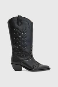 Кожаные ковбойские сапоги carina boot AllSaints, черный