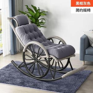 FANCYCHIC Кресло-качалка из ротанга для дома, взрослое кресло для отдыха, серое двойное с колесиками и ковриком-подушкой