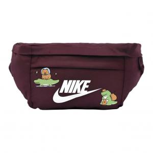 Фабричный принтованный поясной рюкзак кроссбоди Regular Unisex Burgundy Nike, capybara and crocodile