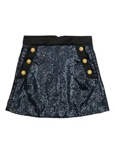 Юбка, украшенная пайетками Balmain Kids, черный