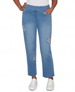 Женские брюки Petite Hilton Head с цветочной аппликацией Alfred Dunner, Blue