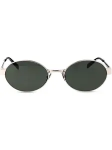 Солнцезащитные очки в овальной оправе с логотипом Saint Laurent Eyewear, серебряный