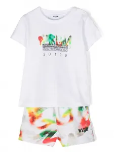 Комплект из топа и шортов с акварельным принтом MSGM Kids, белый