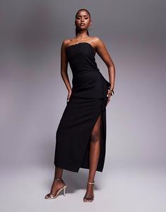 Эксклюзивная юбка Kaiia мидакси с боковыми разрезами и завязками, черный цвет