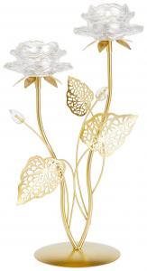 Подсвечник Ambia Home прозрачный, золотистого цвета, 21/36/12 см