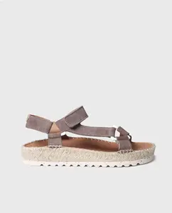 Женские замшевые сандалии на плоской подошве с застежкой на липучку Toni Pons, коричневый