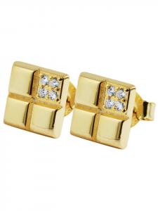 Adeliás Женские серьги - серьги-гвоздики из серебра 925 пробы с кубическим цирконием в золотой оправе