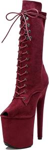 Ботильоны для пол-дэнса WUXIN H&P 8 дюймов на каблуке для женщин, экзотические ботинки на шпильке с высоким каблуком 20 см и платформой, Wine