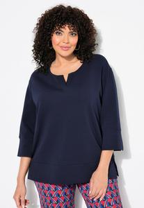 Толстовка Ulla Popken PUNTO DI ROMA SPLIT NECK 3/4 SLEEVE, Marine/Dark Blue