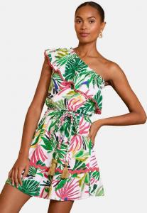 Платье Love & Roses Day dress, Green Tropical Print/Green