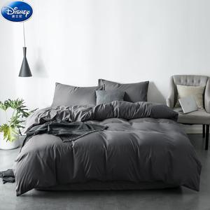 Disney Комплект постельного белья из 4 предметов: простыня на резинке на кровать 180 см, пододеяльник 180x220 см, темно-серый однотонный