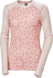 Helly-Hansen W LIFA Merino Midweight Graphic Crew базовый слой, лонгслив, для холодной погоды, дышащий Helly Hansen, 082 Pink Tint Nordic Rose Aop