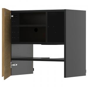 Настенный шкаф для вытяжки + полка/дверца, черно-серый/под дуб Voxtorp, 60x60 см IKEA Metod