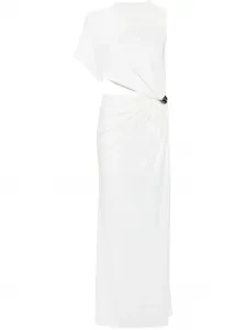 Креповое платье макси асимметричного кроя Courrèges, белый
