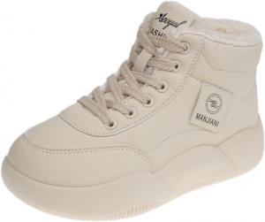 Женские теплые ботинки - удобные и мягкие, с шнуровкой, прочные, для использования на улице осенью и зимой. Fusecottc, Cream-Coloured