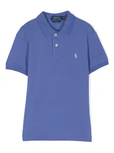 Рубашка поло с вышитым логотипом POLO RALPH LAUREN KIDS, синий