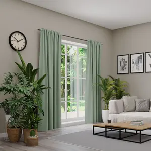 Нейтекс для вас! Штора «BELMONDO», (1 шт.), однотонная с бархатистой поверхностью, на заказ Neutex For You!, цвет salbeigrün