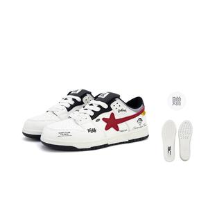 Teddy Bear Collection Ретро спортивные унисекс скейтбордские кроссовки низкие пара модные тренд белый черный красный [бесплатная латексная стелька — комфортнее]