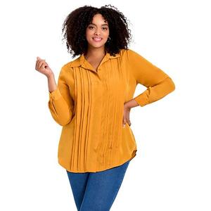 Женская рубашка на пуговицах с плиссировкой plus size Avenue, Rich Gold