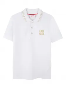 Рубашка поло с логотипом HUGO KIDS, белый
