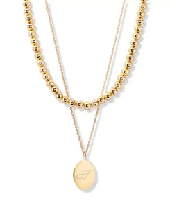 Позолоченный комплект из ожерелий с инициалами в форме овала Brook & York, gold-t