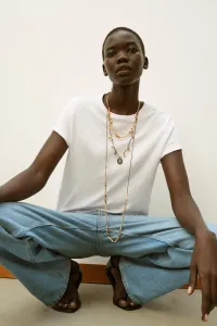 Набор из 3 шнуровых ожерелий с подвесками и украшениями Zara, золотой